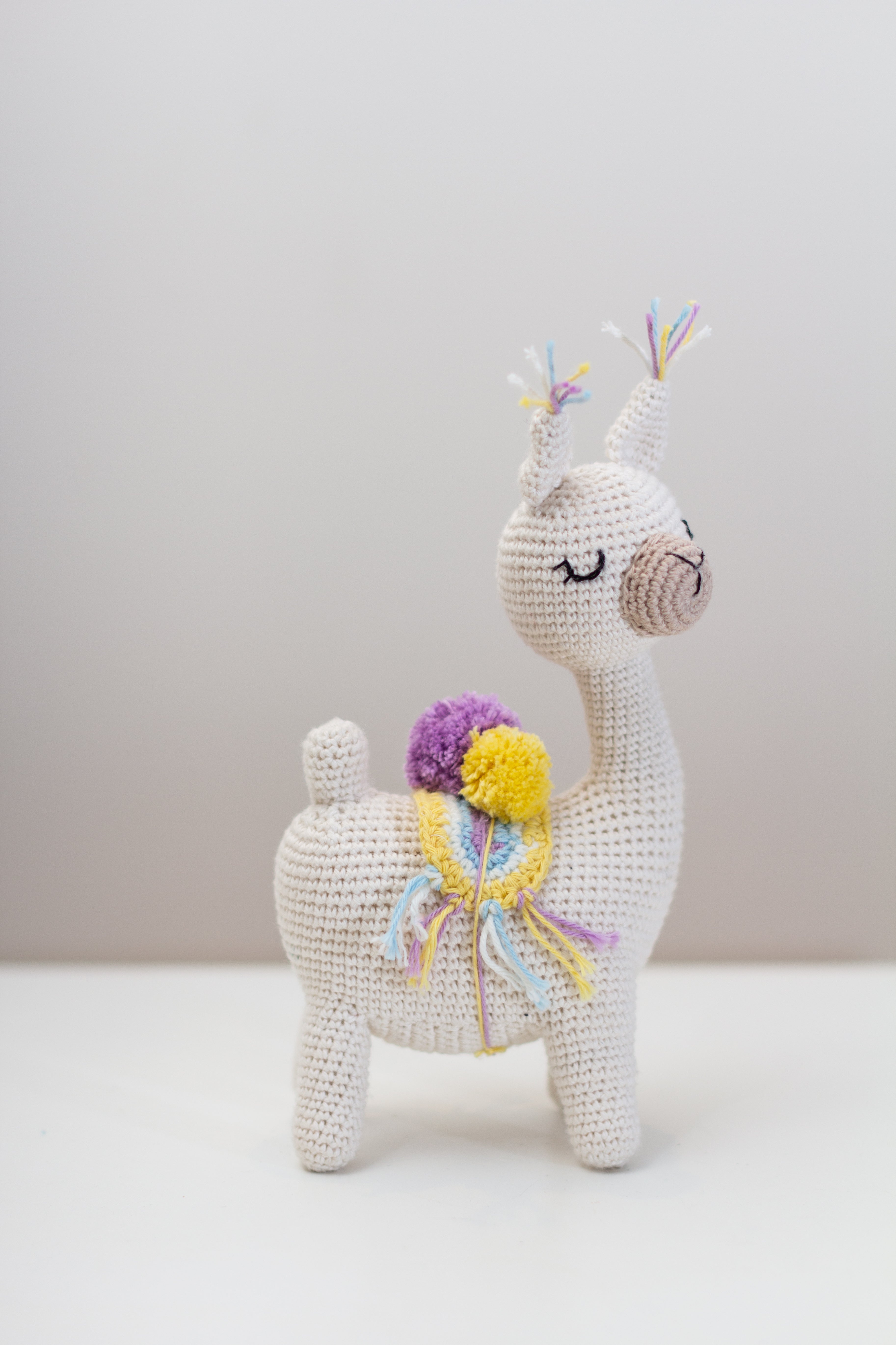 Crochet Alpaca Set -Lola & Adri-Yellow/Purple Numnah-toddler toys-small baby toys-Wanuna
