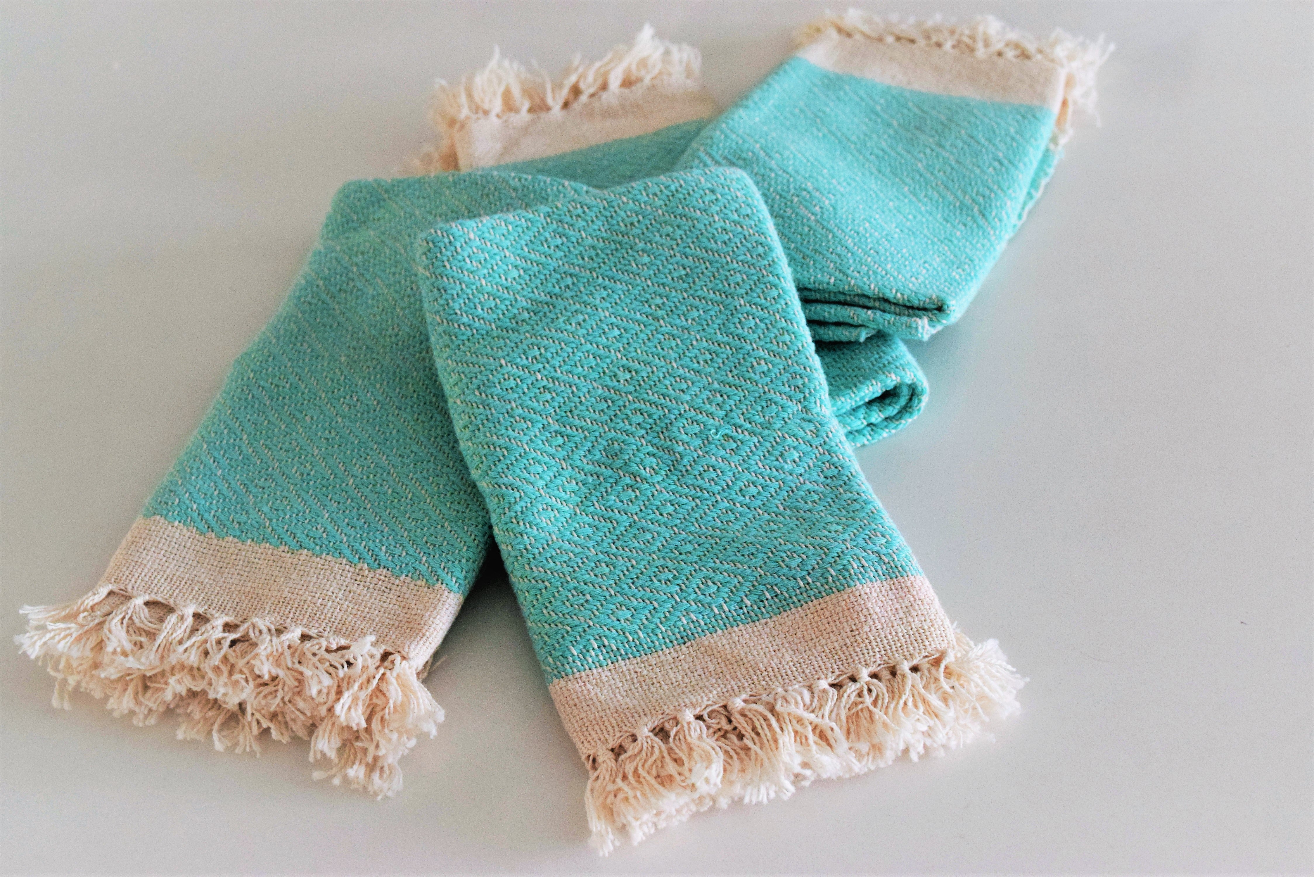 ecofriendly-table napkin-turquoise-handmade-fair trade-cotton