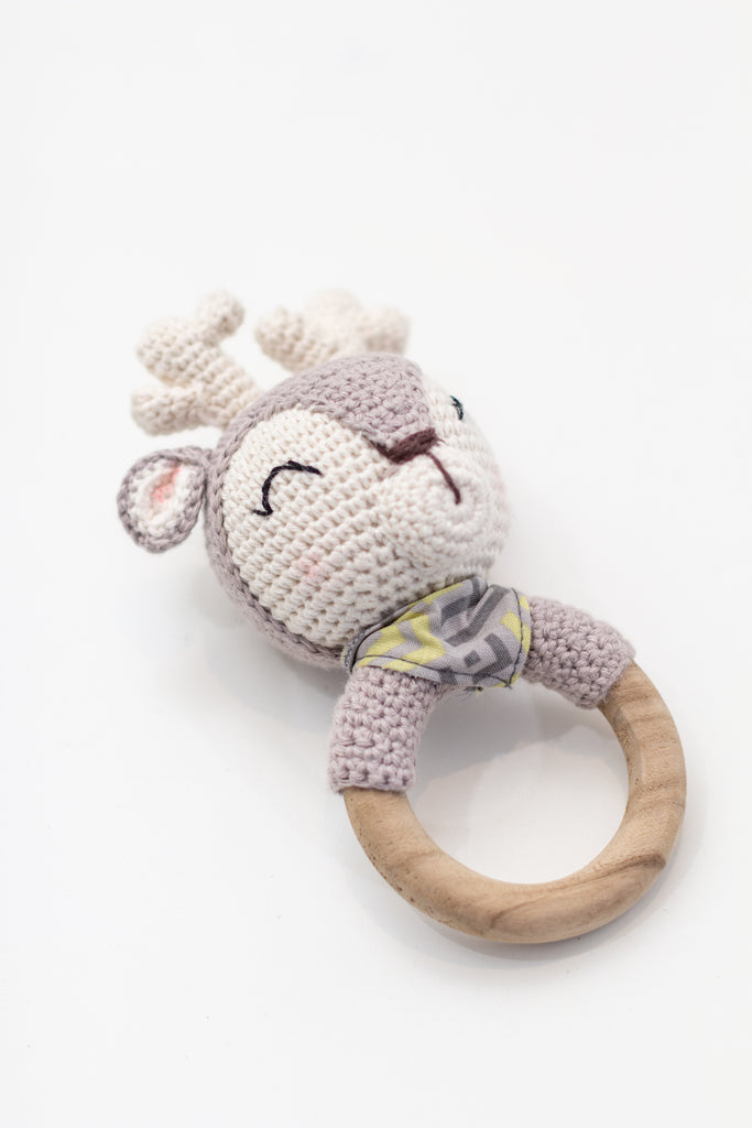 Deer Baby Rattle-Taupe/Beige Deer-toddler toys-small baby toys-Wanuna